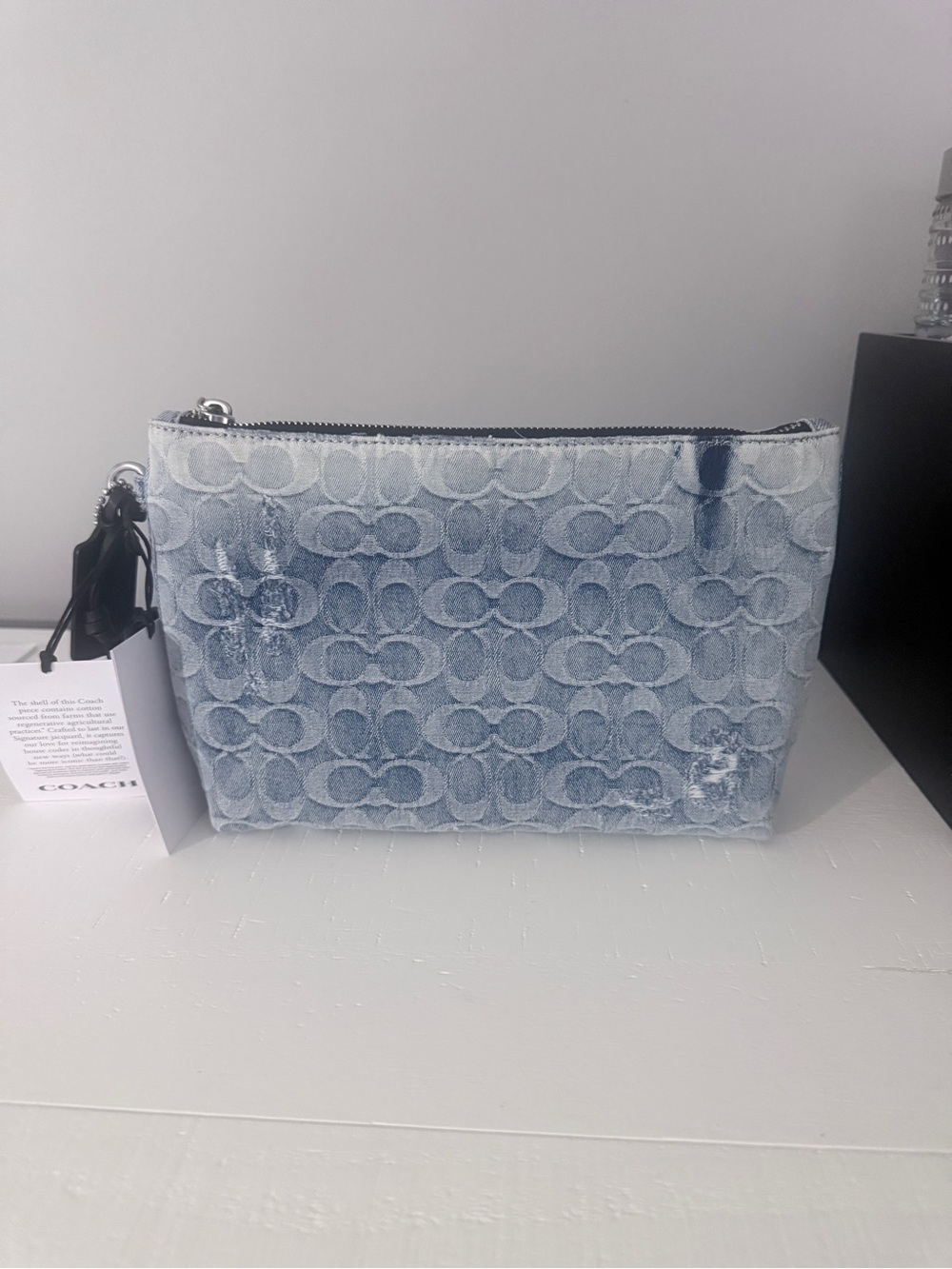 NWT Coach Large Pouch in loved denim - Picture 2 of 4